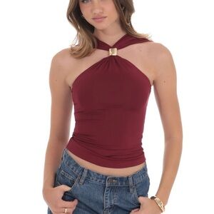 Lucy in the Sky Burgundy Halter Tank Top